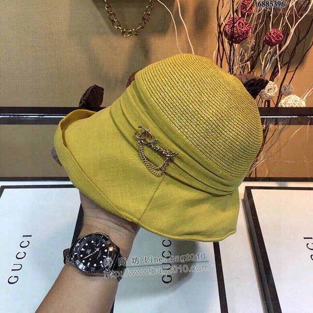 Chanel女士帽子 香奈兒草帽褶皺帽檐 Chanel遮陽帽  mm1009